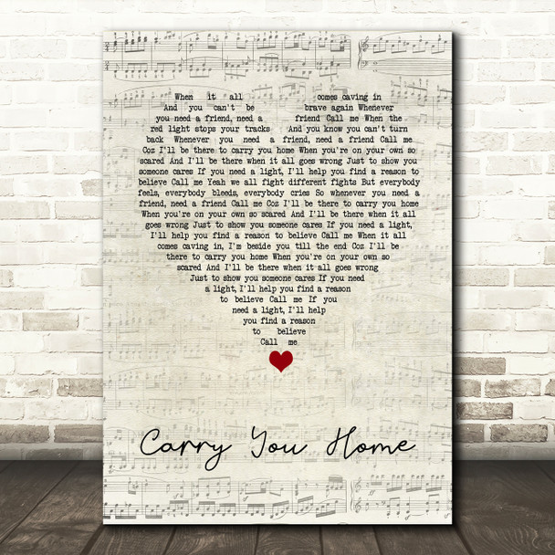 Ward Thomas Carry You Home Script Heart Song Lyric Print