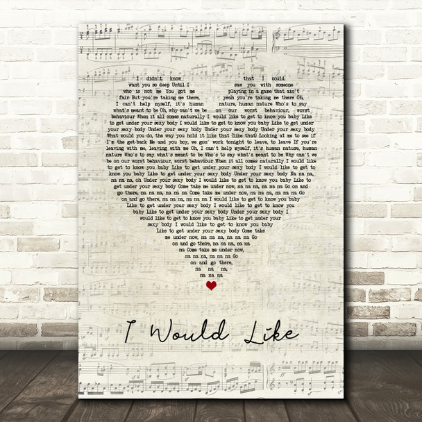 Zara Larsson I Would Like Script Heart Song Lyric Print