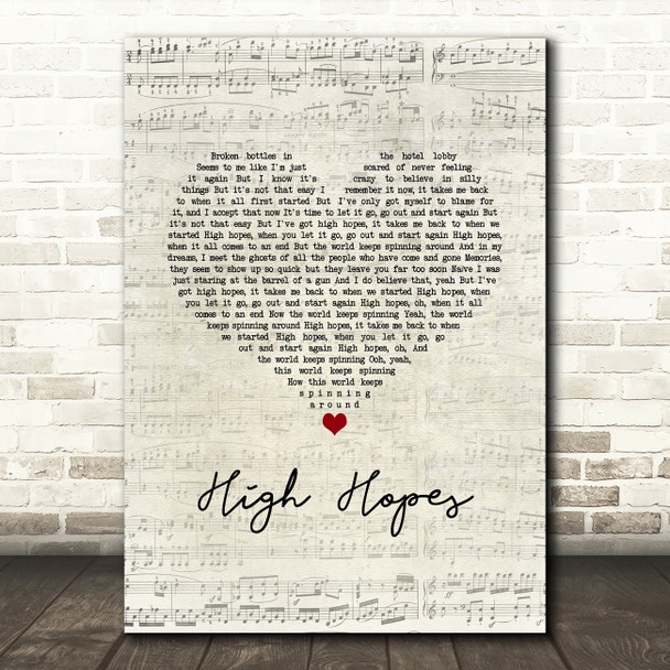 Kodaline High Hopes Script Heart Song Lyric Music Art Print