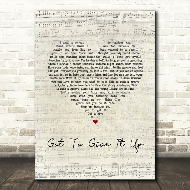 Marvin Gaye Got To Give It Up Script Heart Song Lyric Music Art Print