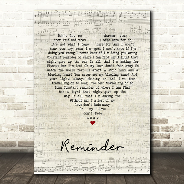 Mumford & Sons Reminder Script Heart Song Lyric Music Art Print