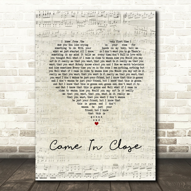 Pale Waves Came In Close Script Heart Song Lyric Music Art Print