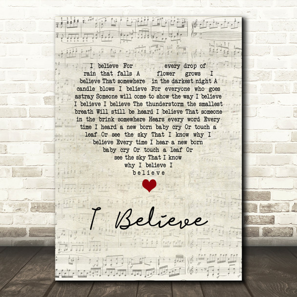 Robson & Jerome I Believe Script Heart Song Lyric Music Art Print