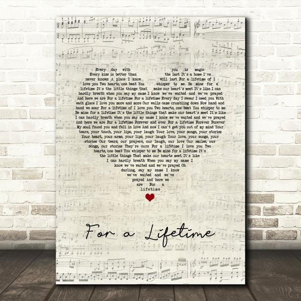 Ryann Darling For a Lifetime Script Heart Song Lyric Music Art Print