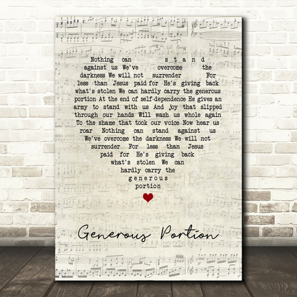 Cageless Birds Generous Portion Script Heart Song Lyric Music Art Print