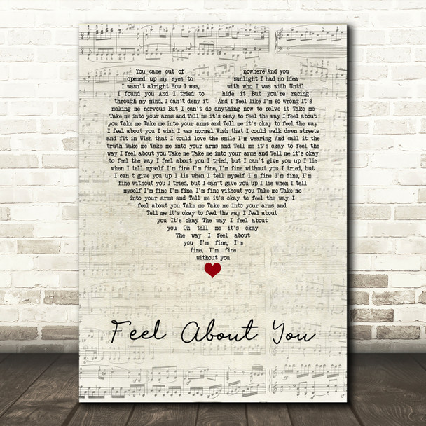 Aislin Evans Feel About You Script Heart Song Lyric Music Art Print