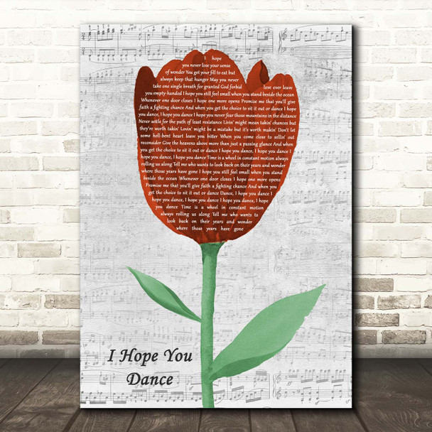 Lee Ann Womack I Hope You Dance Grey Script Watercolour Tulip Song Lyric Print