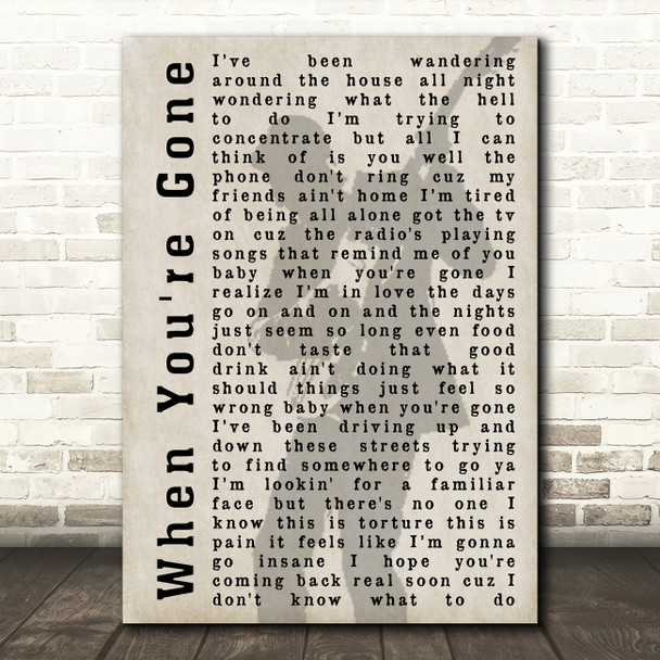 Bryan Adams When You're Gone Shadow Song Lyric Quote Print