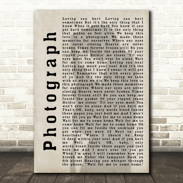 Ed Sheeran Photograph Shadow Song Lyric Quote Print