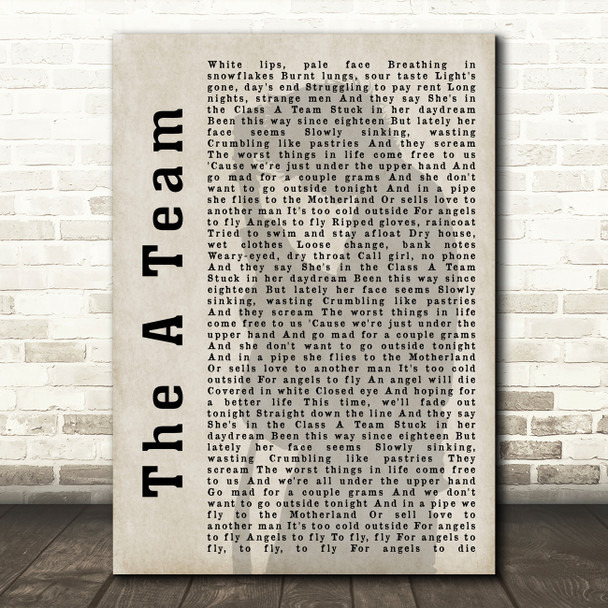 Ed Sheeran The A Team Shadow Song Lyric Quote Print