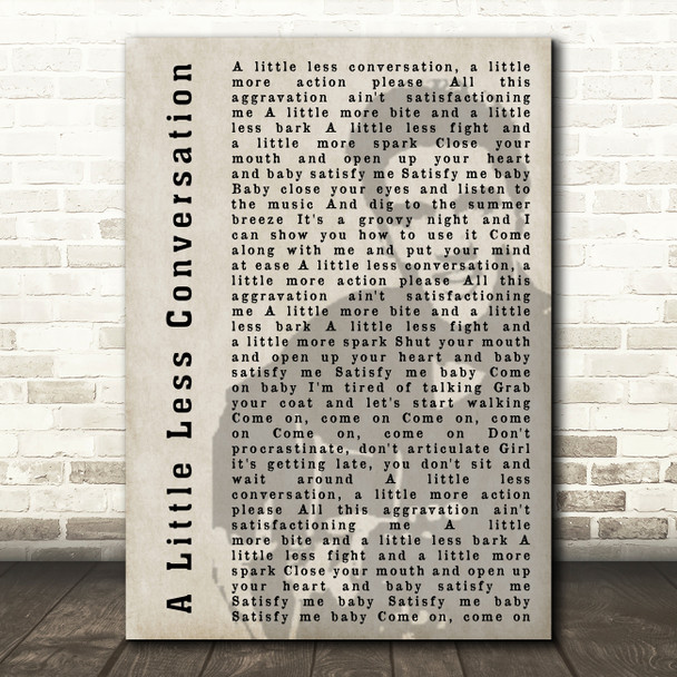 Elvis Presley A Little Less Conversation Face Shadow Song Lyric Quote Print