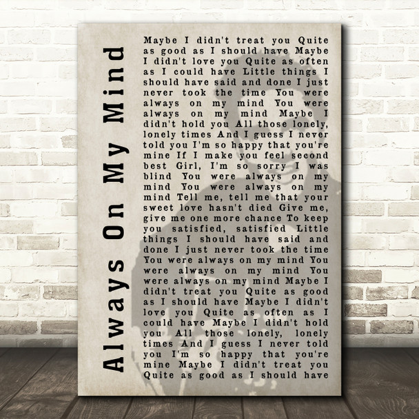 Elvis Presley Always On My Mind Face Shadow Song Lyric Quote Print