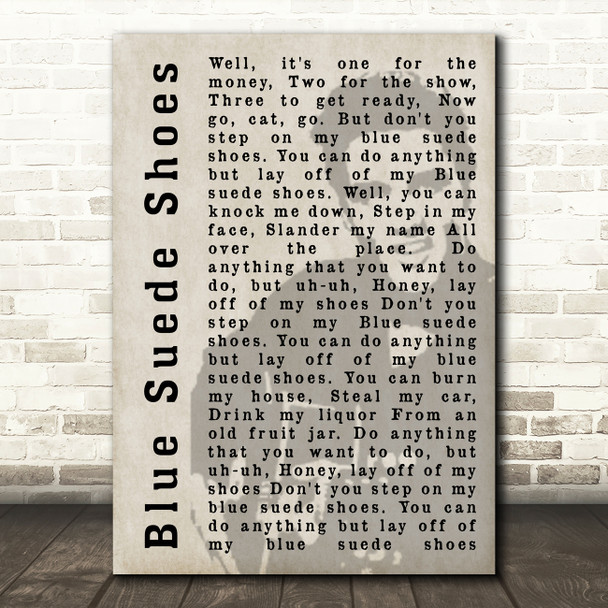 Elvis Presley Blue Suede Shoes Face Shadow Song Lyric Quote Print