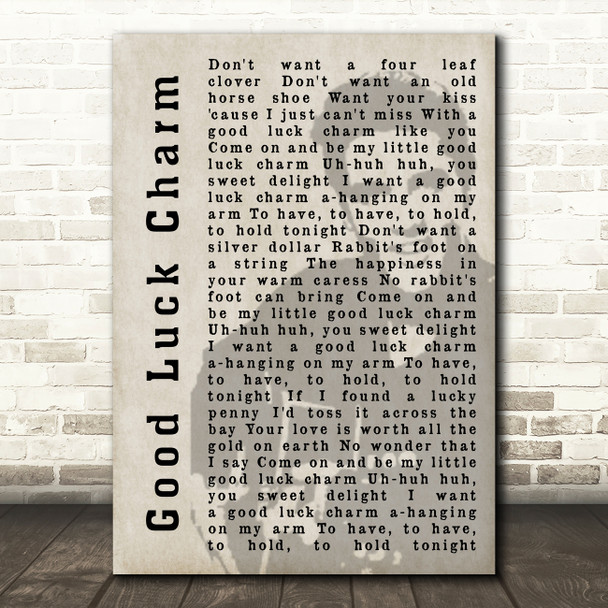 Elvis Presley Good Luck Charm Face Shadow Song Lyric Quote Print