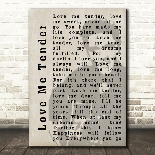 Elvis Presley Love Me Tender Face Shadow Song Lyric Quote Print