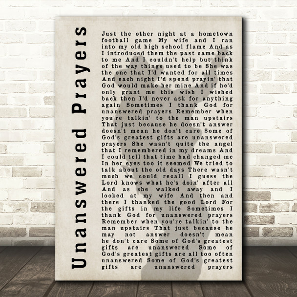 Garth Brooks Unanswered Prayers Shadow Song Lyric Quote Print