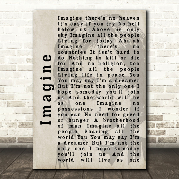 John Lennon Imagine Shadow Song Lyric Quote Print