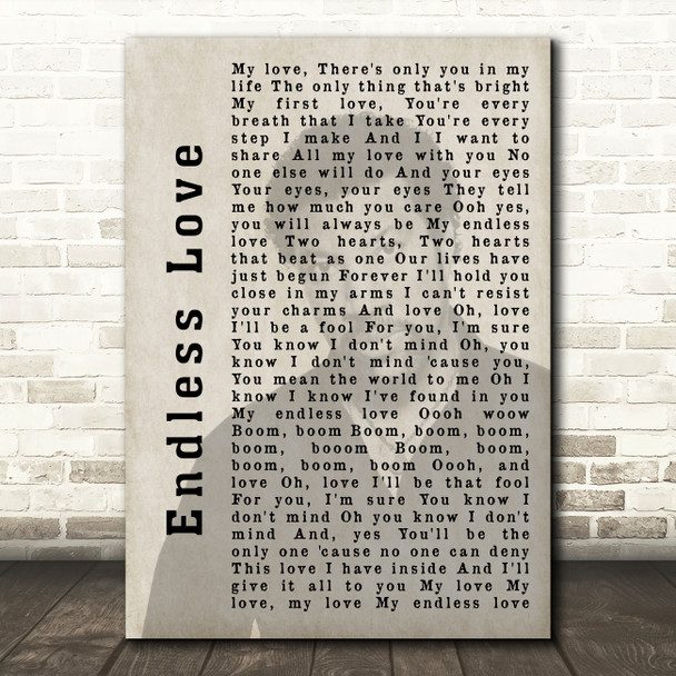 Lionel Richie Endless Love Shadow Song Lyric Quote Print