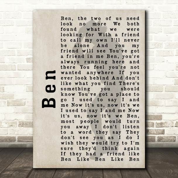 Michael Jackson Ben Shadow Song Lyric Quote Print