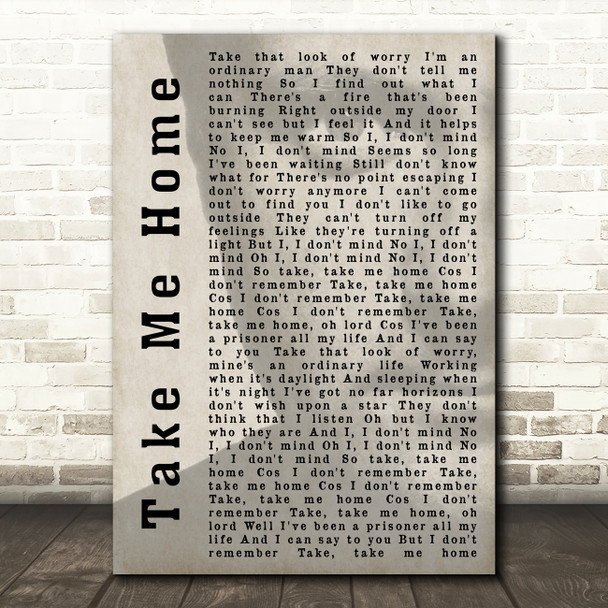 Phil Collins Take Me Home Shadow Song Lyric Quote Print