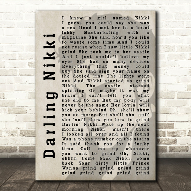Prince Darling Nikki Shadow Song Lyric Quote Print