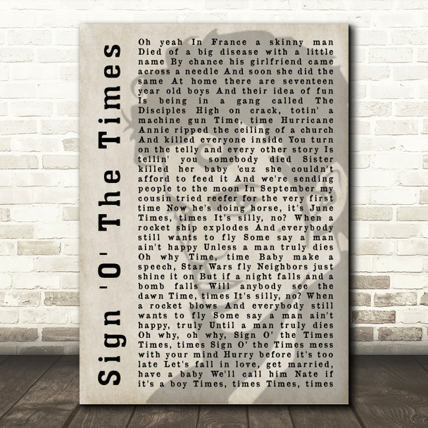 Prince Sign 'O' The Times Shadow Song Lyric Quote Print
