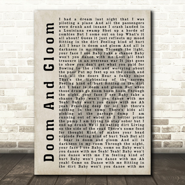 The Rolling Stones Doom And Gloom Shadow Song Lyric Quote Print