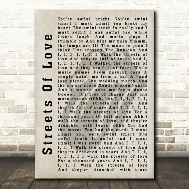 The Rolling Stones Streets Of Love Shadow Song Lyric Quote Print