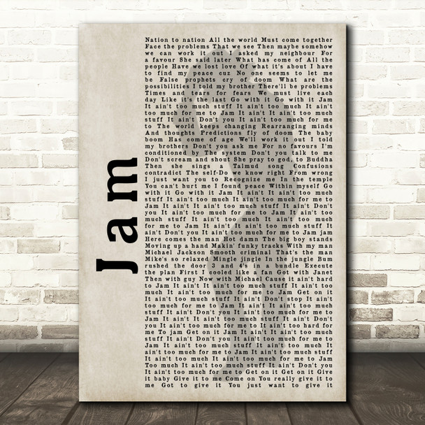 Michael Jackson Jam Shadow Song Lyric Print