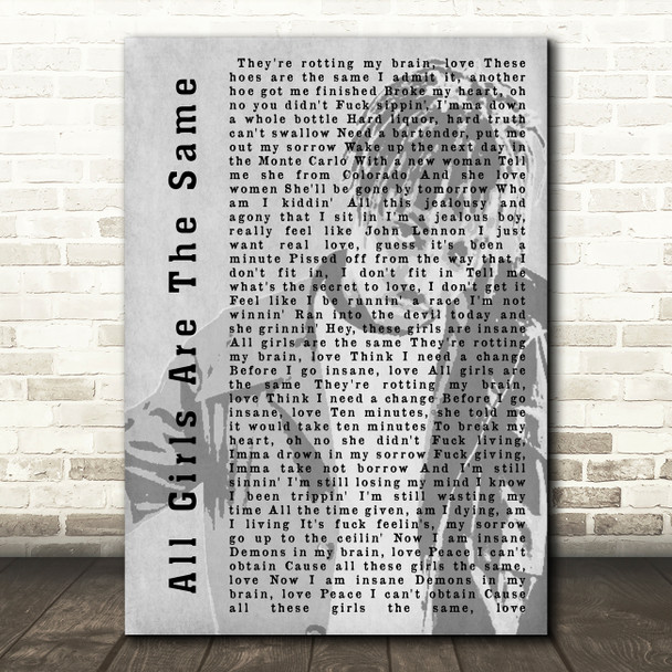Juice Wrld All Girls Are The Same Shadow Song Lyric Music Art Print