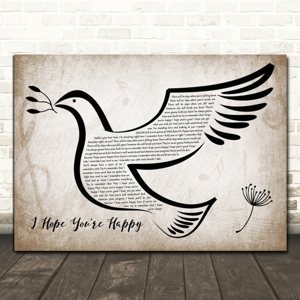 Blue October I Hope You're Happy Vintage Dove Bird Song Lyric Music Art Print