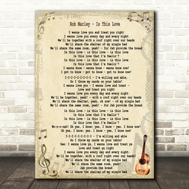 Bob Marley Is This Love Song Lyric Quote Print