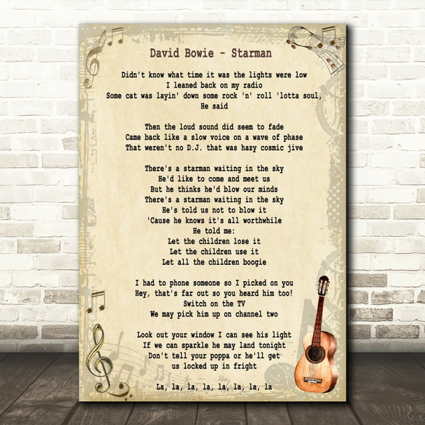 David Bowie Starman Song Lyric Quote Print