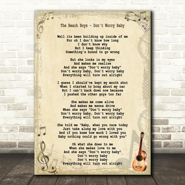 The Beach Boys Don't Worry Baby Song Lyric Quote Print