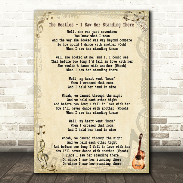 The Beatles I Saw Her Standing There Song Lyric Quote Print