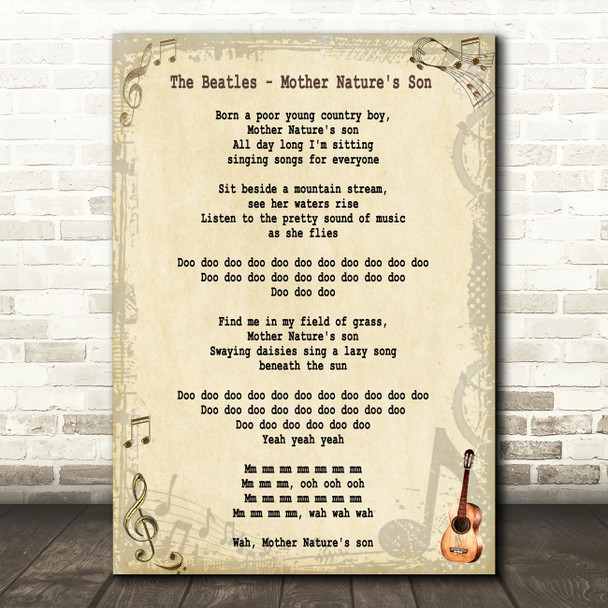 The Beatles Mother Nature's Son Song Lyric Quote Print