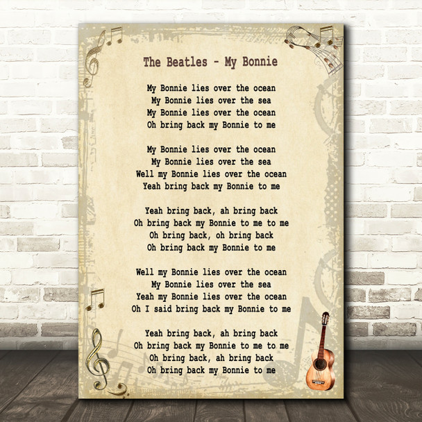 The Beatles My Bonnie Song Lyric Quote Print