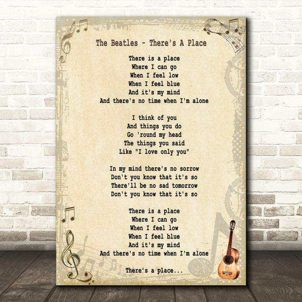 The Beatles There's A Place Song Lyric Quote Print