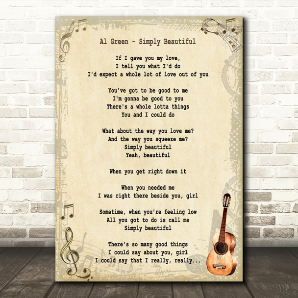 Al Green Simply Beautiful Song Lyric Quote Print
