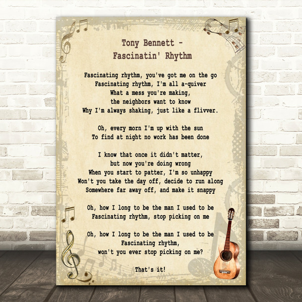 Tony Bennett Fascinatin' Rhythm Song Lyric Quote Print