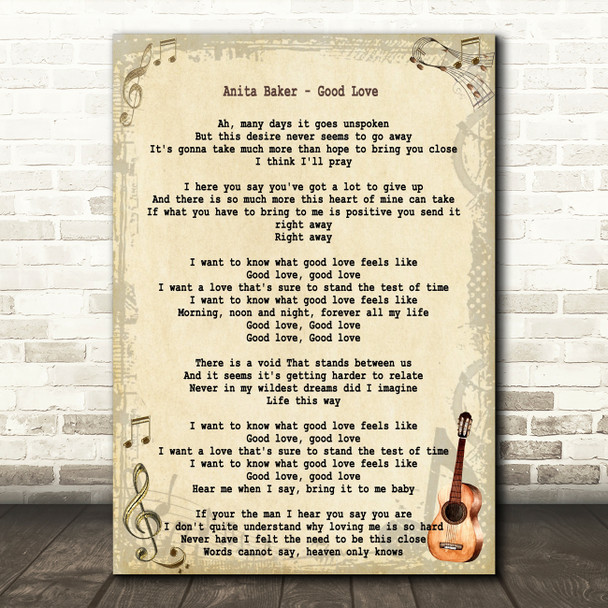 Anita Baker Good Love Song Lyric Quote Print