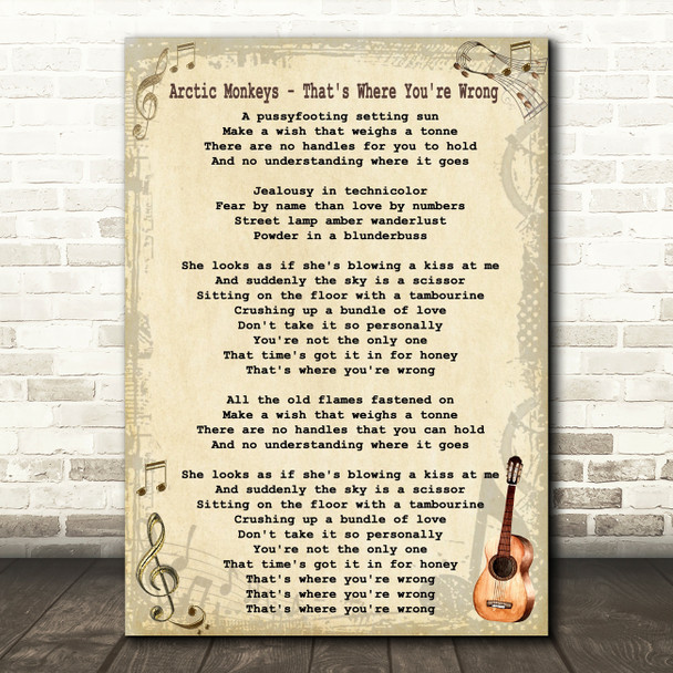 Arctic Monkeys That's Where You're Wrong Song Lyric Quote Print