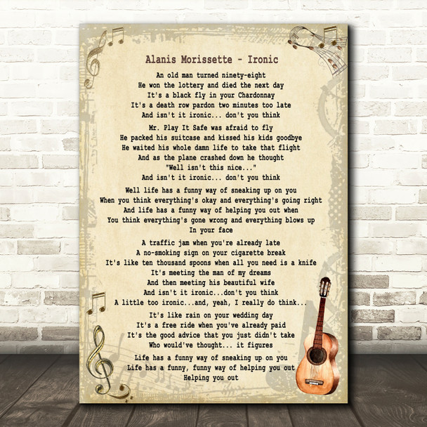 Alanis Morissette Ironic Song Lyric Quote Print