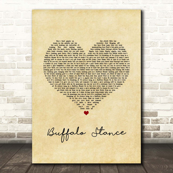 Neneh Cherry Buffalo Stance Vintage Heart Song Lyric Print