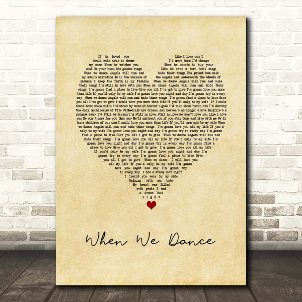 Sting When We Dance Vintage Heart Song Lyric Print