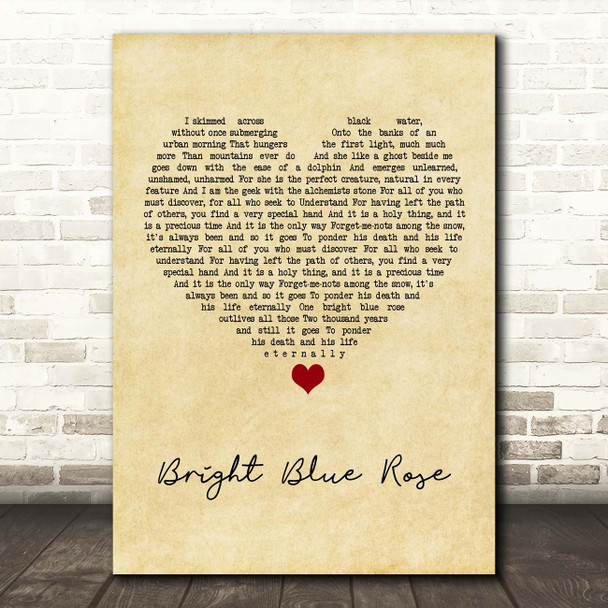 Christy Moore Bright Blue Rose Vintage Heart Song Lyric Print