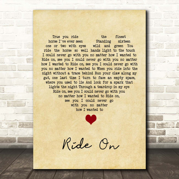 Christy Moore Ride On Vintage Heart Song Lyric Print