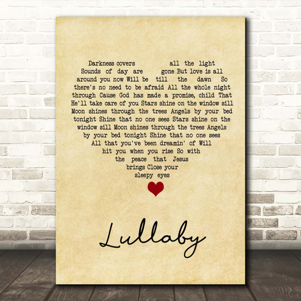 Don Francisco Lullaby Vintage Heart Song Lyric Print