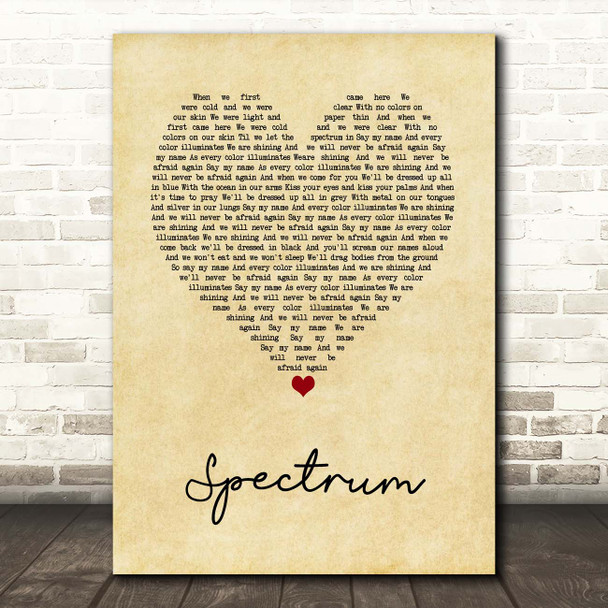 Florence + The Machine Spectrum Vintage Heart Song Lyric Print