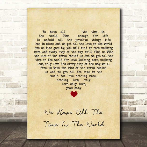Fun Lovin' Criminals We Have All The Time In The World Vintage Heart Song Lyric Print